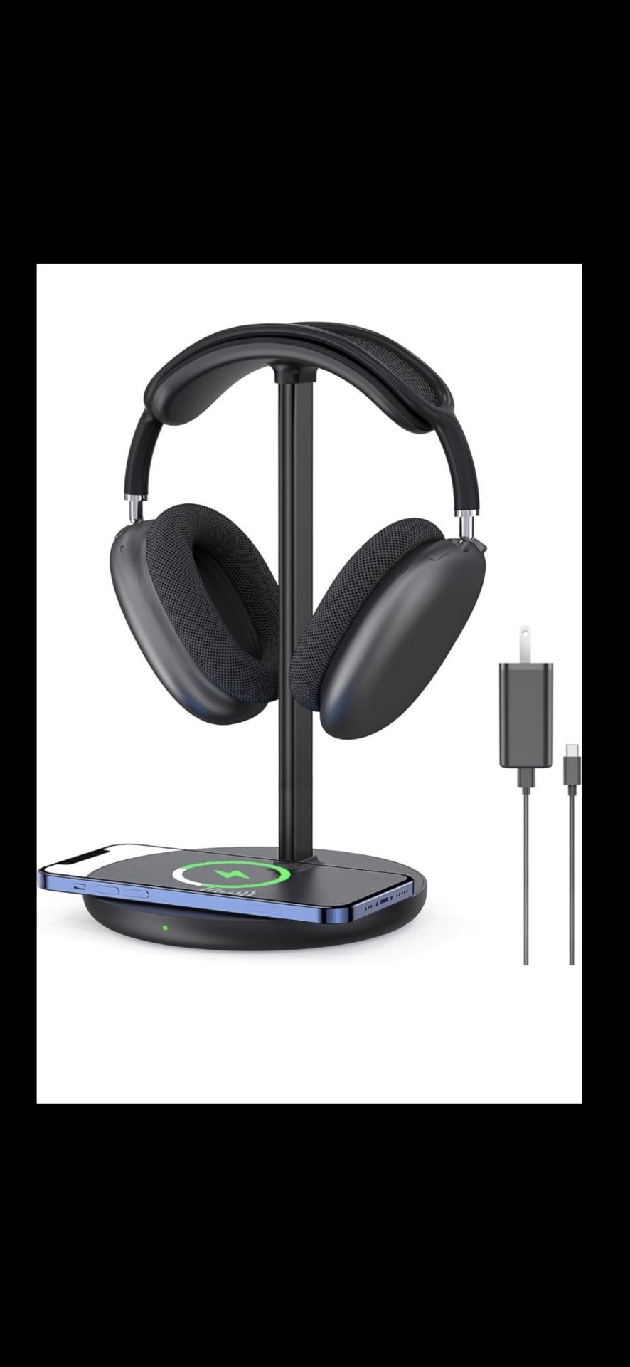 headphone holder with mobile phone wireless charging