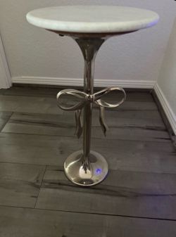 Marble top bow side tables (2)