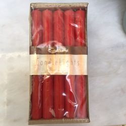NEW Vintage Crate & Barrel 8” Red Smokeless Dripless Candles (Box of 20)