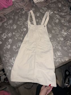 TOPSHOP Cream Corduroy Overalls Dress