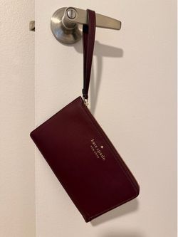 Kate Spade New York Burgundy Saffiano Leather Wristlet Wallet Clutch