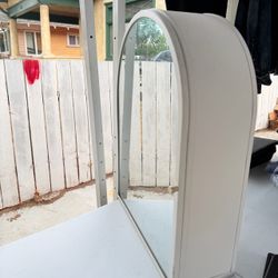 for makeup, medicine, perfume White Arch Mirror with Shelf for makeup, medicine, perfume