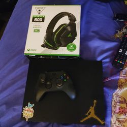 Xbox One X With Monitor And Headsets Brand New 