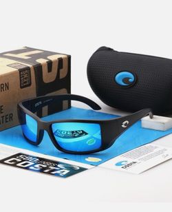 Costa Del Mar BLACKFIN Matte Black Blue Mirror Polarized Lenses 580P Sunglasses