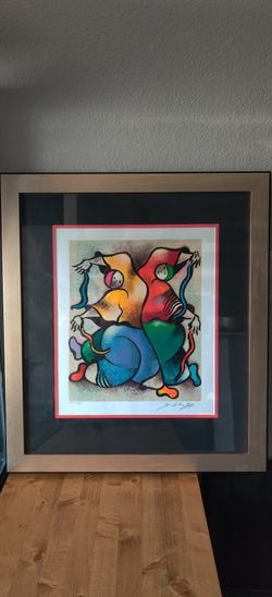 David Schluss Signed And Framed Painting " Ribbon Dance "