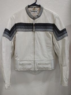 Vintage Vetter Leather Biker Motorcycle Jacket Rex Marsee Size 38 (Small to Medium) Mens White

