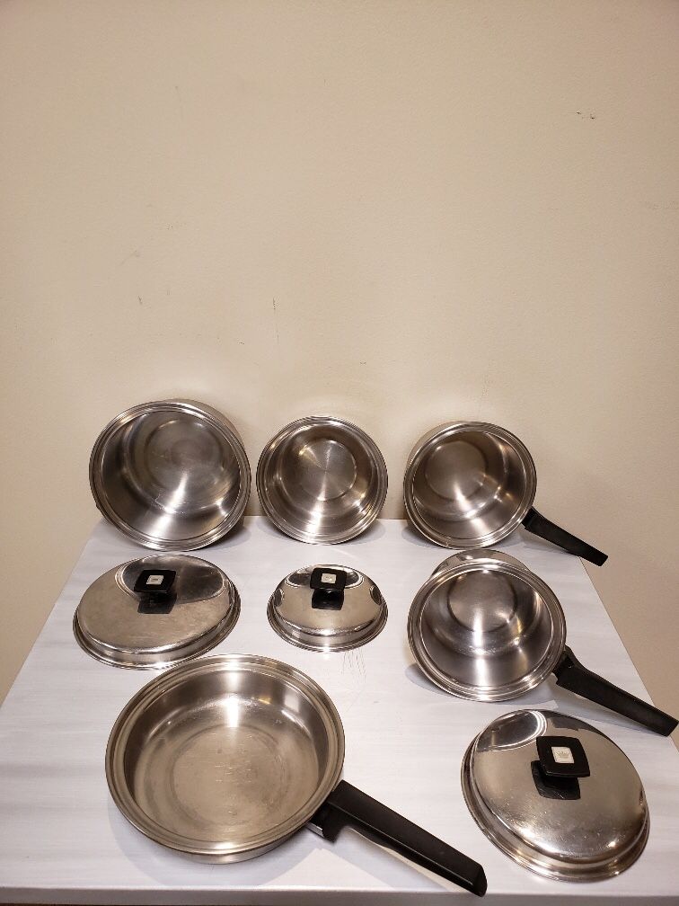 3-PLY, 18/8 STAINLESS, VINTAGE "Flavor Seal” 8-PIECE Cookware by COREY - firm price