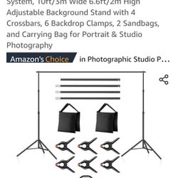 Neewer Photo Studio Backdrop Support System, 10ft/3m Wide 6.6ft/2m High