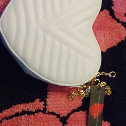 White Heart 🤍 Shape Handbag/ Crossbody With Gold Hardware 