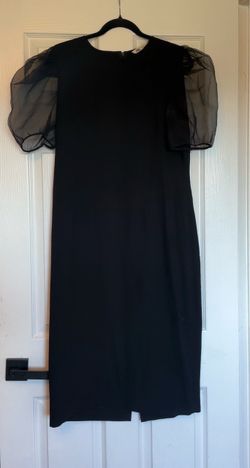Zara Black Midi Dress with Organza Sleeves
