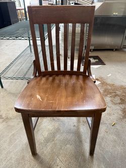 Wood Slat-Back Dining Chair Solid Wood