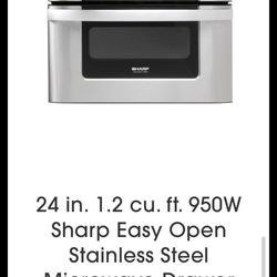 24 in. 1.2 cu. ft. 950W Sharp Easy Open Stainless Steel Microwave Drawer