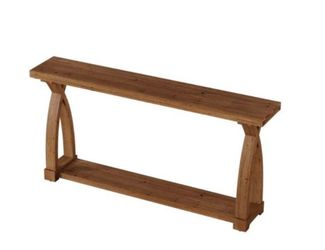2-Tier Solid Wood Console Table with Storage, Brown, 63 Inches