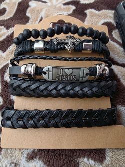 Men’s fashion black bracelet $7 each $5 each