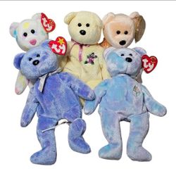 Ty Beanie Babies Plush Lot of 5 Chang Mai Dearest Kissme Clubby Mother Soft Toys