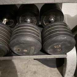 90 LB pair of Ivanko pro style dumbbells