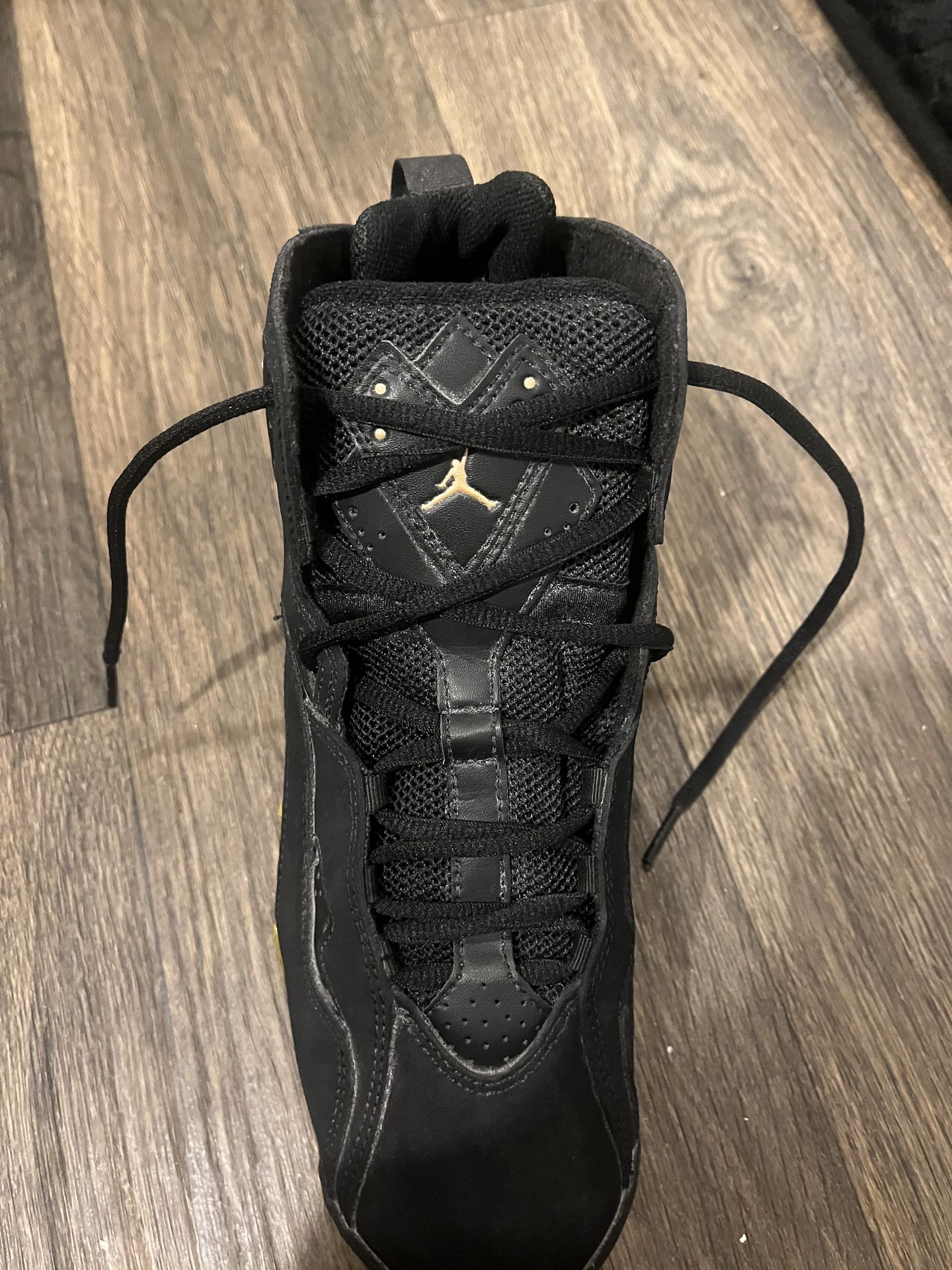 Air Jordan Men True Flight Black Metallic Gold Black White Size 7