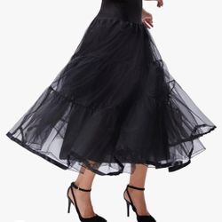 Black Long Skirt Petticoat 2X