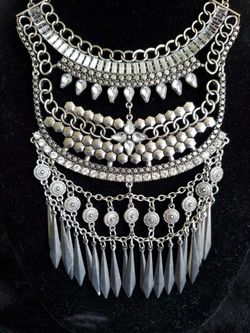 Goddess necklace with Silver and Rhinestones