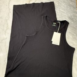 COS Black Sleeveless Ribbed Dress Size L