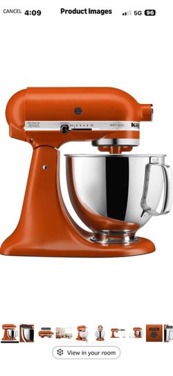 New in box! KitchenAid Artisan, 5-Qt Tilt Head Stand Mixer, KSM150PS, Scorched Orange Includes Pouring Shield for Mess-Free Mixing, 10 Speed Settings,