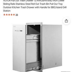 Outdoor BBQ Kitchen Trash Bin And Double Door