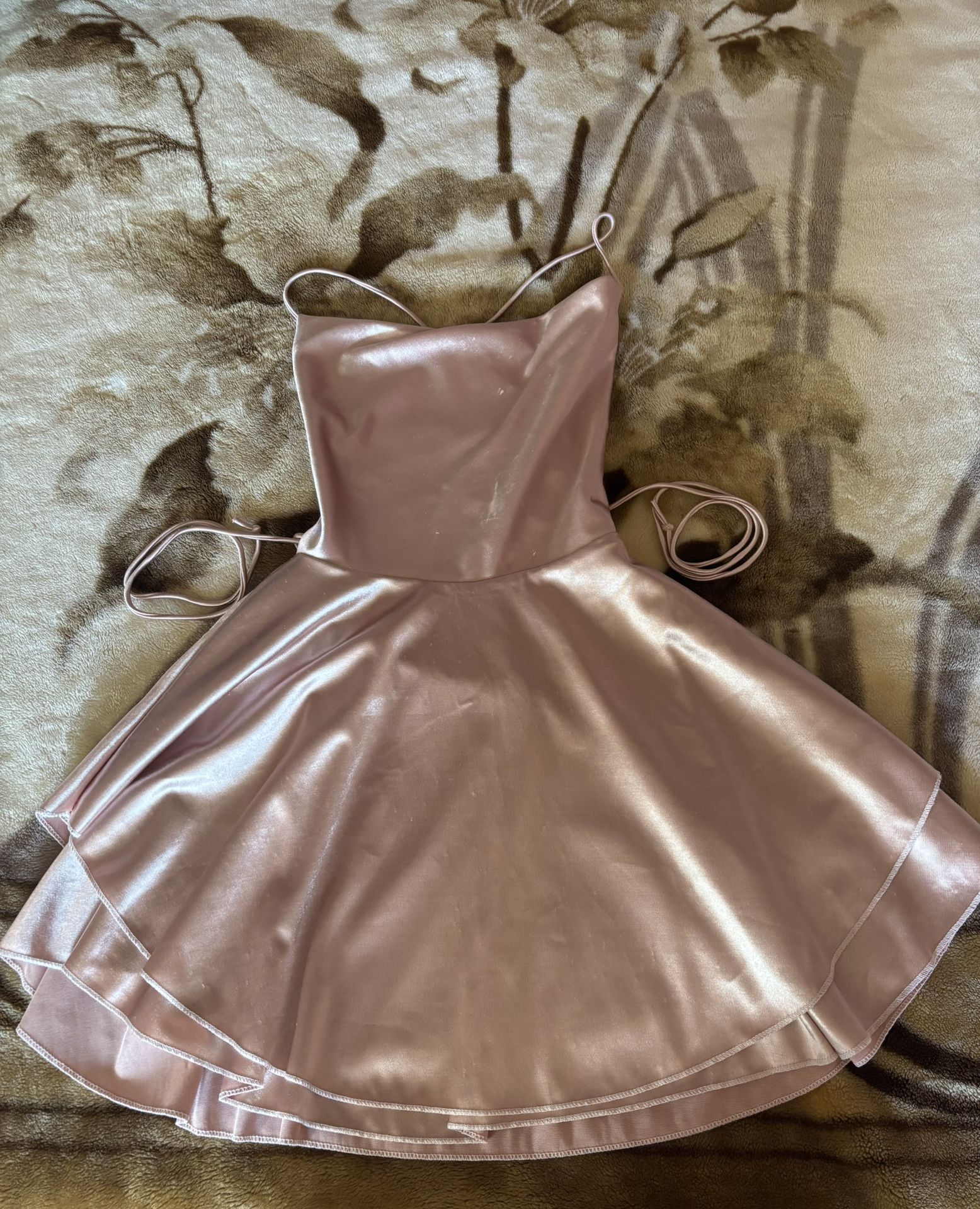 XS Pink Backless and Layered Dress