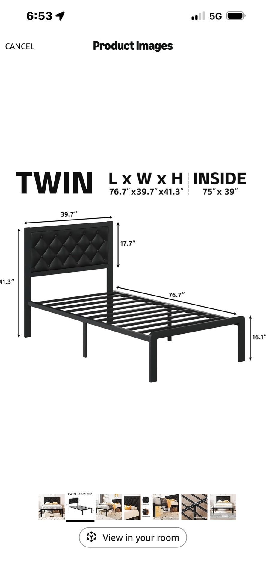 Twin platform bed (mattress not included)