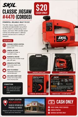 Skil Classic Jigsaw #4470 (Corded) $20 with case