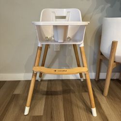 White And Wood Baby High Chair