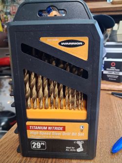 Drill set titanium nitride, high-speed, steel drill bit.
