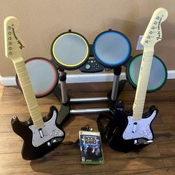 Xbox 360 Rockband Bundle w/2 Guitars