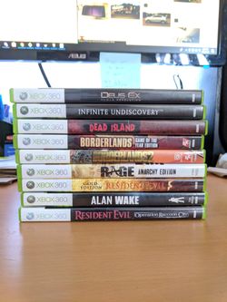 Stack of Xbox 360 videogames
