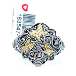 925 Sterling Silver Two Tone Butterflies Ring 5.45g Size 8 183547/10