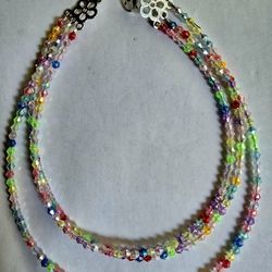 TRIPLE STRAND SWAROVSKI BEAD ROPE CHOKER ARTESAN ORIGINAL ADJUST LENGTH NECKLACE