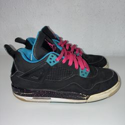 Vintage Air Jordan 4 Retro Black Vivid Pink 2012 487724-019 Youth 6 / Womens 7.5 Shoes