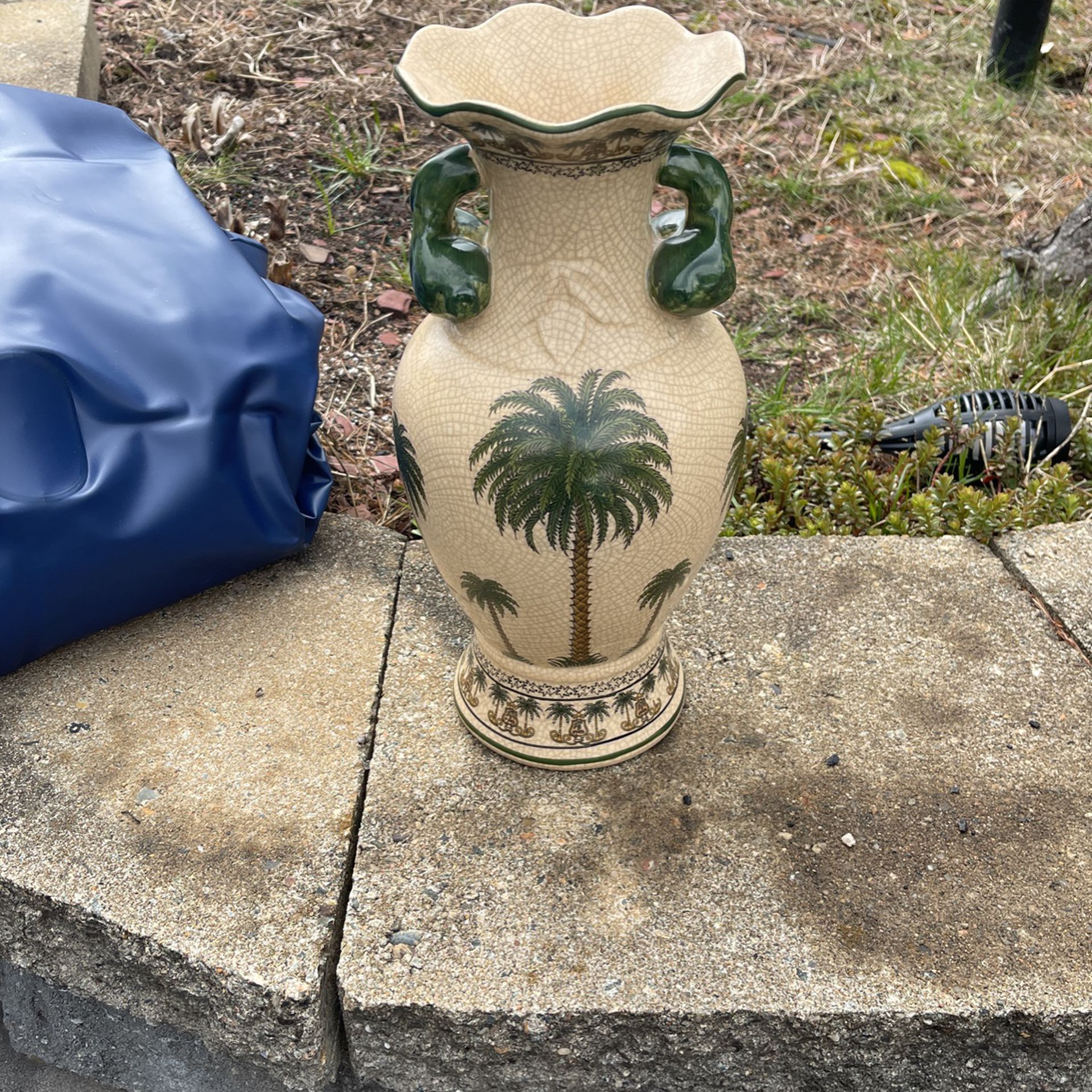 Vintage Antique Palm Tree Design Vase