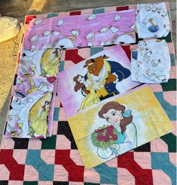 Disney Beauty and the Beast Vintage 2 Piece Twin Fitted & Flat Sheet Set & Pillow Sheet