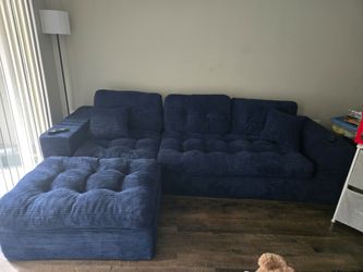 Boneless Couch Navy Blue Corduroy