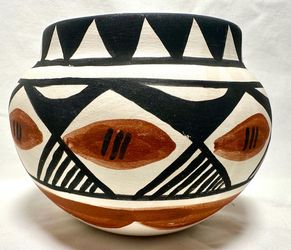 Vintage Isleta Pueblo Pottery Vessel Signed Feliz New Mexico