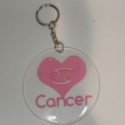 Pink heart handmade zodiac keychain 3 in