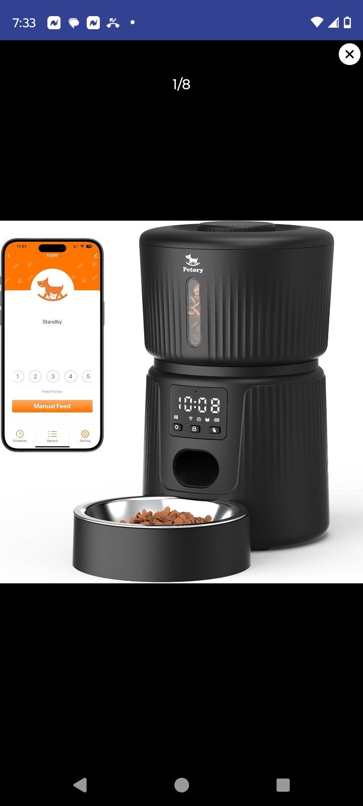 Petory Automatic Cat Feeder -2.4 WIFI 10 Meals Automatic Cat Food Dispenser