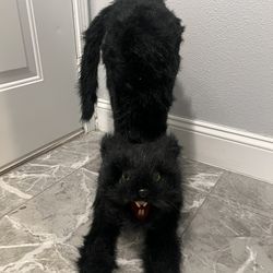 Halloween Faux Fur Black Cat Figurines 