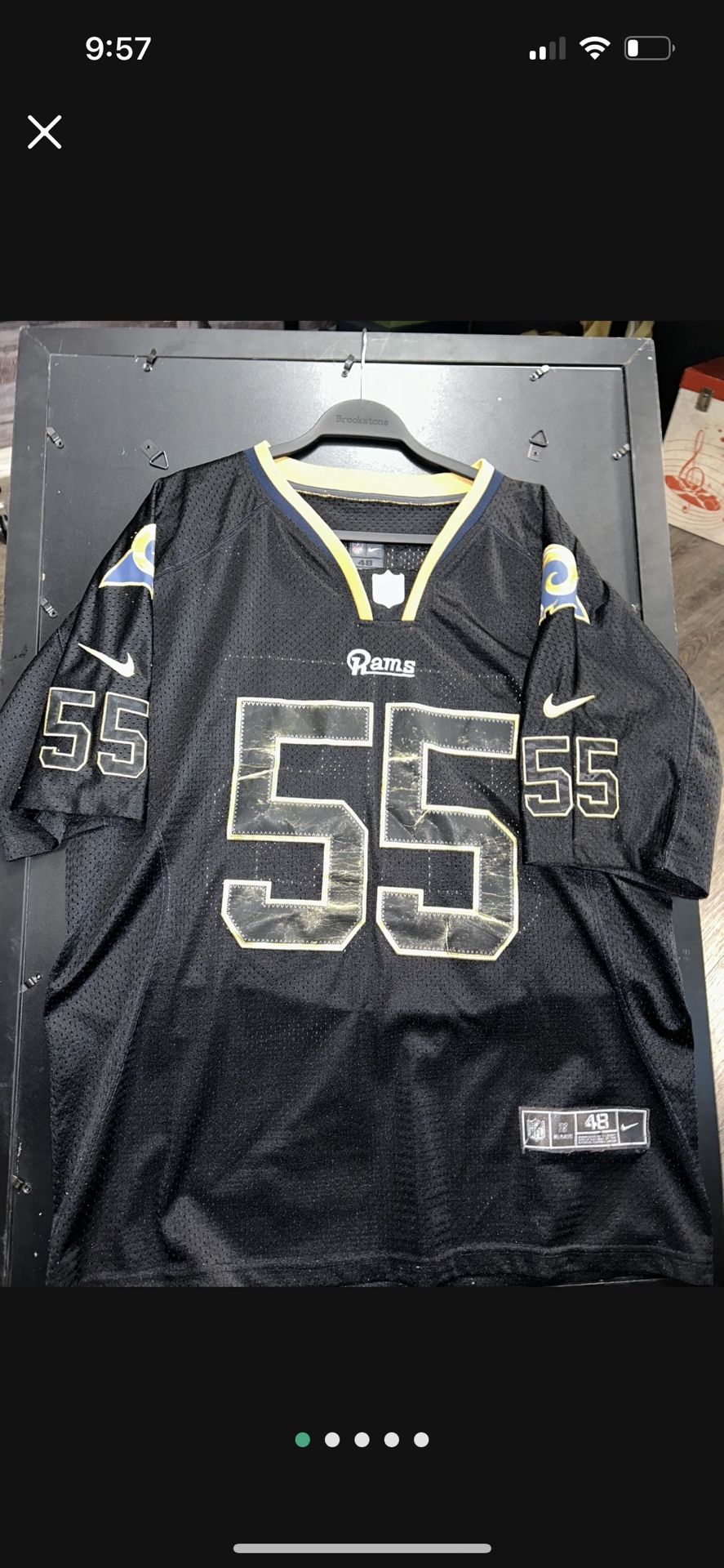Black JAMES LAURINAITIS ST LOUIS RAMS #55 NIKE ON FIELD NFL Players JERSEY
