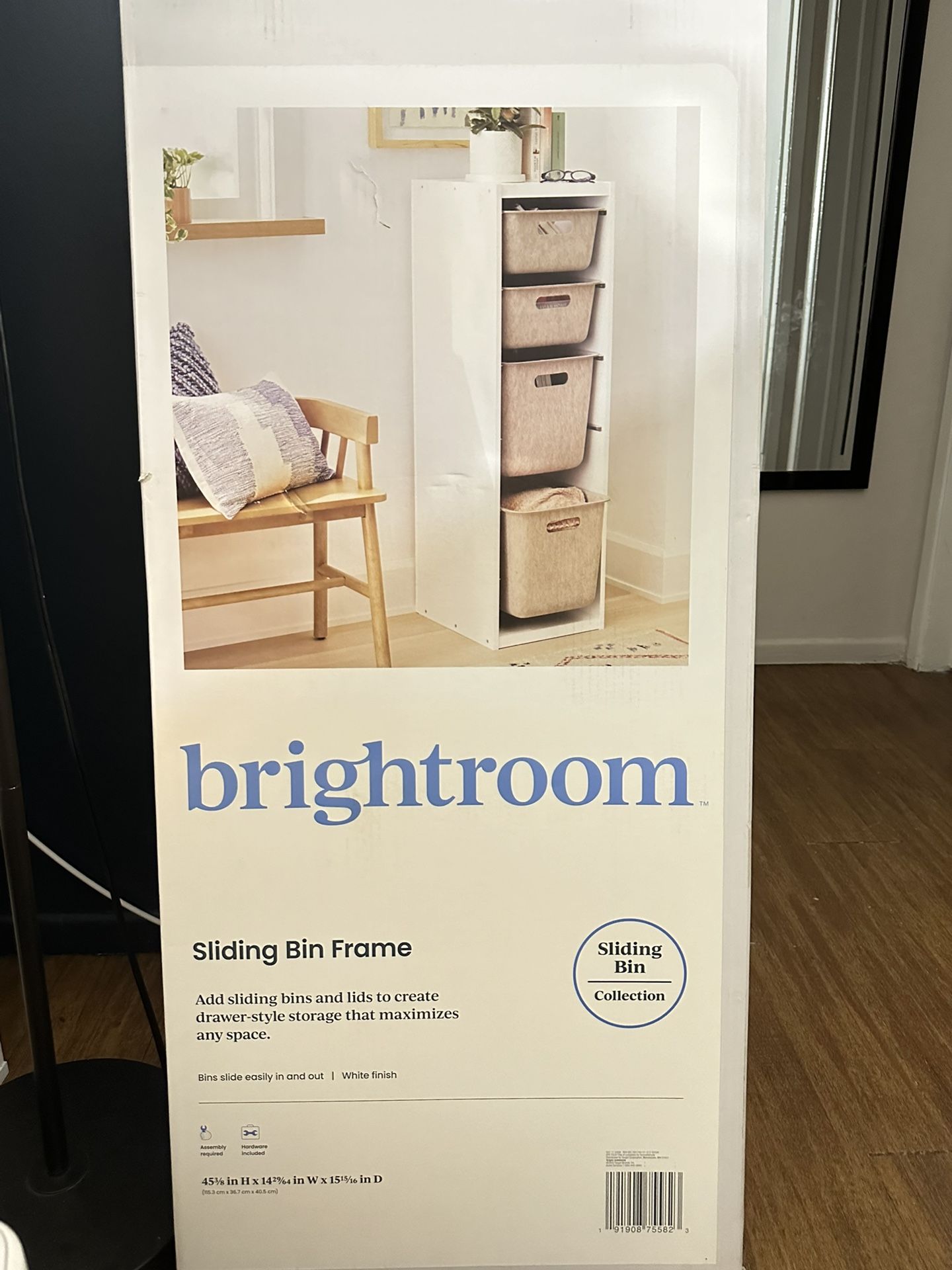 Brand New White Sliding bin frame Shelf Target bright room
