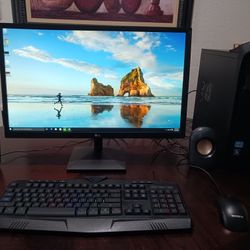 Gateway desktop Computer.  windows 10. Good Working Condition.  Intel Core i3 processor.   1 Tb Hard Drive.   vlc DVD Reader.  monitor LG  24 inches. 