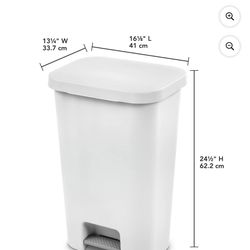 Sterilite 11.9 Gallon StepOn Trash Can, Plastic, Kitchen, White Trash Can