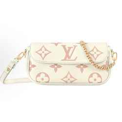 LOUIS VUITTON IVY Logo Logo Cowhide Baguette Bag Single Shoulder Crossbody Wallet Latte White Pink(p340)57
