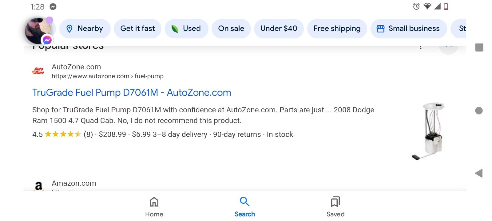 08 Dodge Ram 1500 5.3 L Extended Cab Fuel Pump