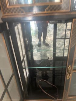 Black and Gold Glass Display Cabinet